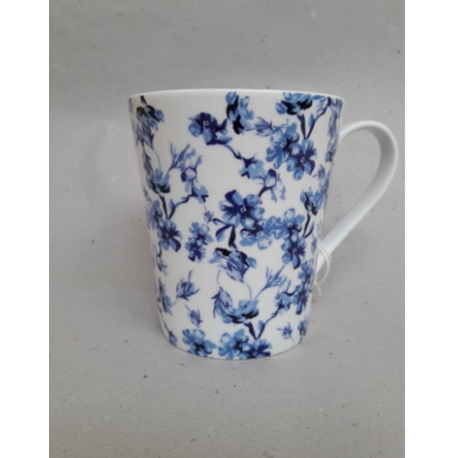 Porcelán bögre 330ml kék virágos