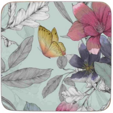 Parafa poháralátét 6db Pillangós virágos