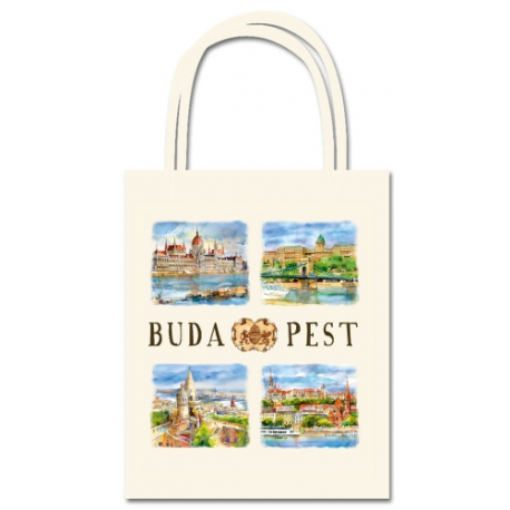 Vászon táska Budapest mintás