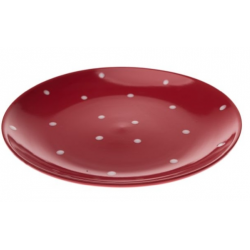 Kerámia lapos tányér Piros Pöttyös