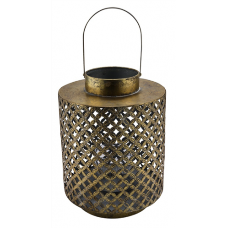 Fém antikolt arany mécsestartó lantern
