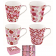 Porcelán bögre szett, 4db-os, 300ml - Coffee Mania/ Pink virágos