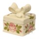 Kerámia doboz, szögletes - Vanilia kerámia/Romantik rózsás